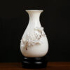 High-grade gold-painted ceramic vase luxury ornaments living room table flower arrangement home new Chinese white dried flower porcelain.