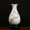 High-grade gold-painted ceramic vase luxury ornaments living room table flower arrangement home new Chinese white dried flower porcelain.