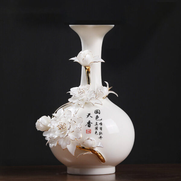 High-end handmade ceramic gold vase living room study wine cabinet antique shelf ornaments decorations