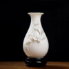 High-grade gold-painted ceramic vase luxury ornaments living room table flower arrangement home new Chinese white dried flower porcelain.