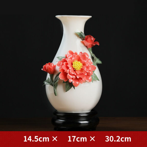 High-grade gold-painted ceramic vase luxury ornaments living room table flower arrangement home new Chinese white dried flower porcelain.