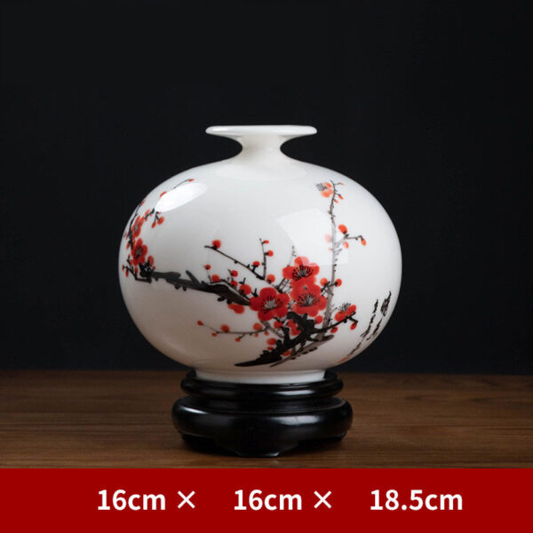 Chinese hand-painted plum blossom vase ornaments ceramic porcelain vase living room antique wine cabinet decoration crafts