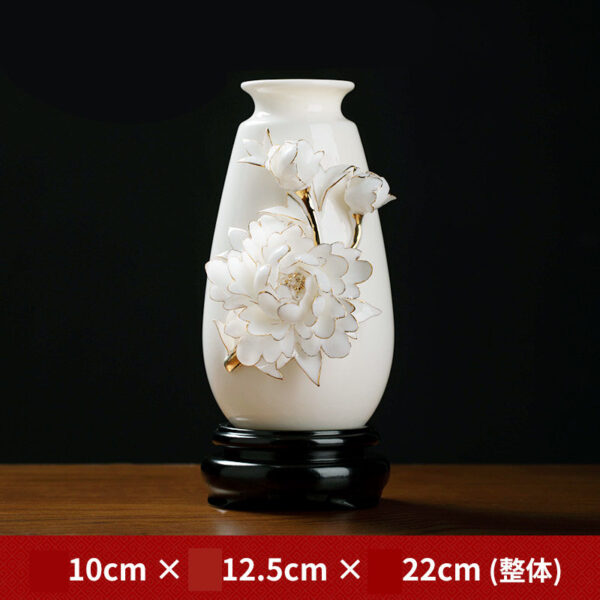Ceramic handmade peony porcelain flower living room study decoration high-end atmosphere vase flower arrangement luxury high-grade sense decorations.