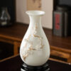 High-grade gold-painted ceramic vase luxury ornaments living room table flower arrangement home new Chinese white dried flower porcelain.