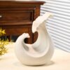 2 Simple and Creative White Ceramic Dry Flower Vase Home Living Room Tabletop Flower Arrangement Decor Vase for Water-fed Fresh Flowers