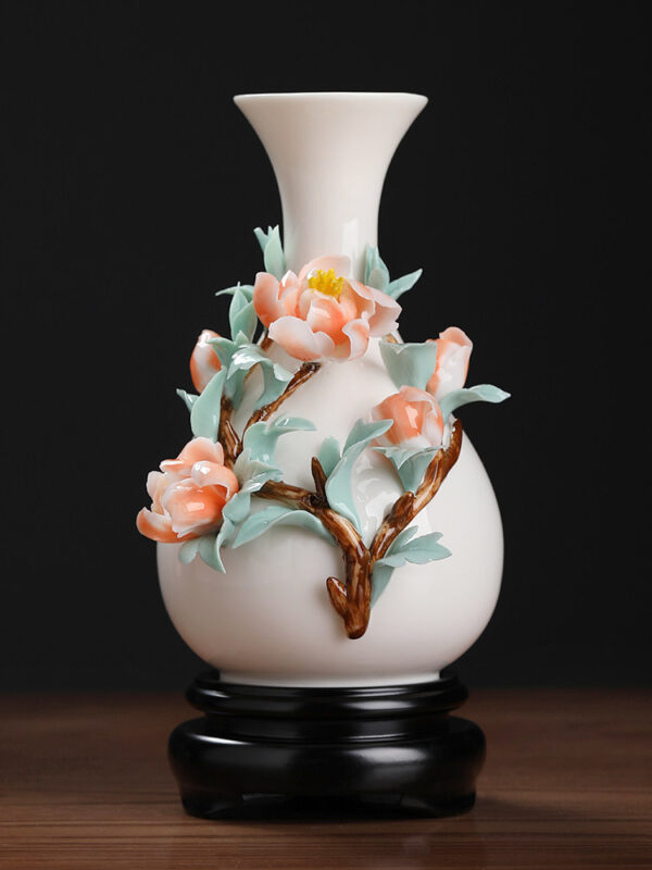 New Chinese-style ceramic handmade vase ornaments living room flower arrangement small porcelain bottle high-grade luxury and high-grade sense art decorations.