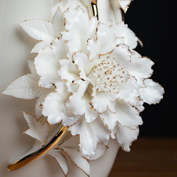 2 Ceramic handmade peony porcelain flower living room study decoration high-end atmosphere vase flower arrangement luxury high-grade sense decorations.