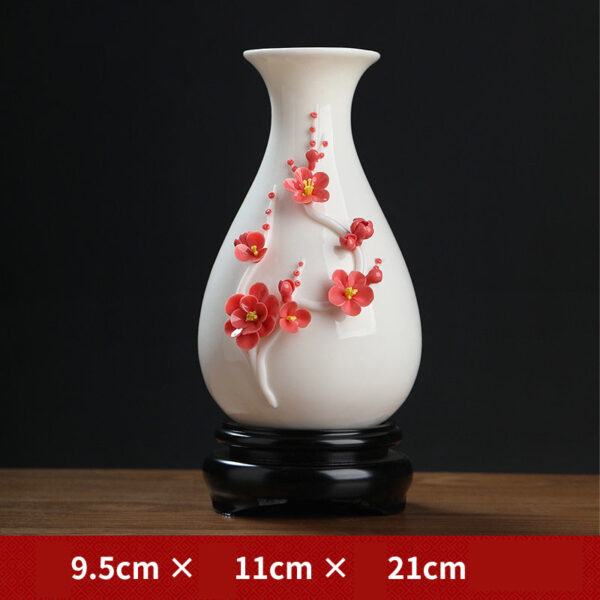 High-grade gold-painted ceramic vase luxury ornaments living room table flower arrangement home new Chinese white dried flower porcelain.