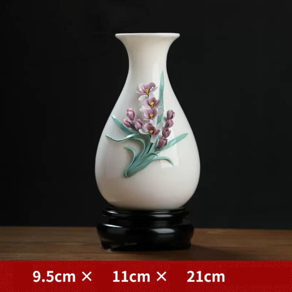High-grade gold-painted ceramic vase luxury ornaments living room table flower arrangement home new Chinese white dried flower porcelain.