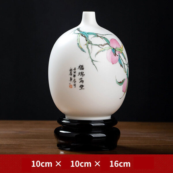 Dehua suet jade white porcelain hand-painted vase ornaments living room art porcelain vase