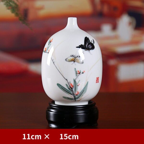 2_D59-40B 手绘花瓶 蝴蝶兰 Dehua white porcelain hand-painted vase ornaments ceramic porcelain crafts living room antique decoration