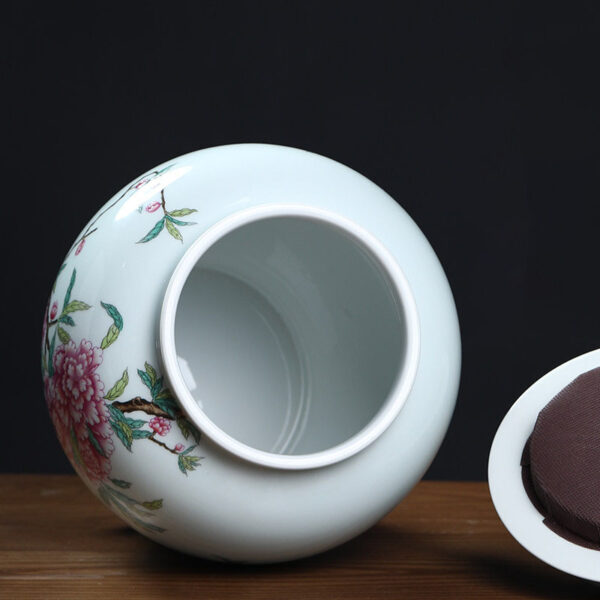 Ceramic peony storage pot tea pot ornaments Chinese home living room antique tea table decorations