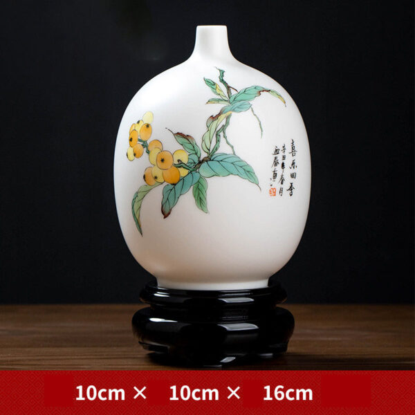 Dehua suet jade white porcelain hand-painted vase ornaments living room art porcelain vase