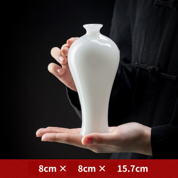 Ice-seed jade porcelain jade vase flower high-grade small vase porcelain vase flower inserted pure white ceramic tea table ornaments