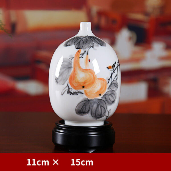 3_D59-40C 手绘花瓶 葫芦 Dehua white porcelain hand-painted vase ornaments ceramic porcelain crafts living room antique decoration