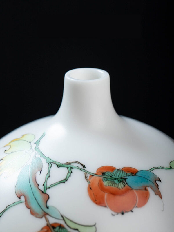 Dehua suet jade white porcelain hand-painted vase ornaments living room art porcelain vase