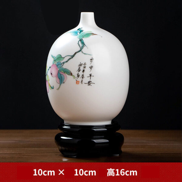 Dehua suet jade white porcelain hand-painted vase ornaments living room art porcelain vase