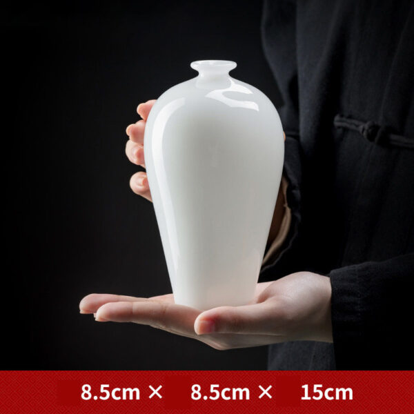 Ice-seed jade porcelain jade vase flower high-grade small vase porcelain vase flower inserted pure white ceramic tea table ornaments