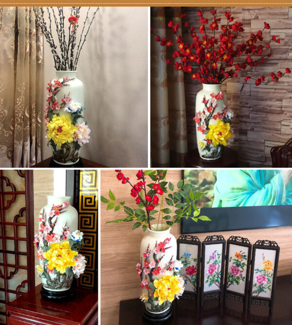 Chinese handmade ceramic flower vase ornaments living room flower arrangement antique porcelain decorative crafts