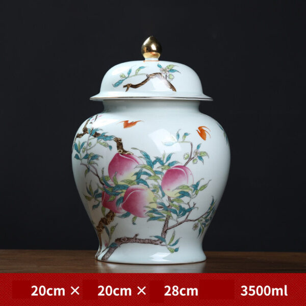 Ceramic peony storage pot tea pot ornaments Chinese home living room antique tea table decorations