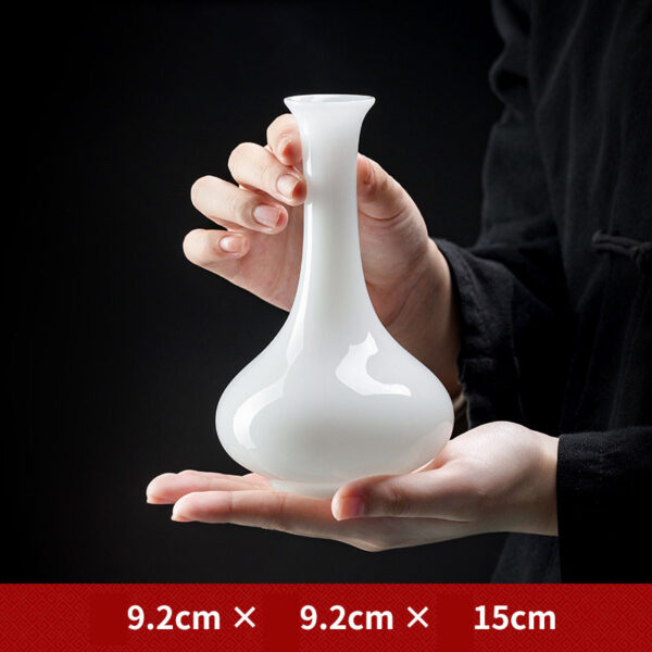 Ice-seed jade porcelain jade vase flower high-grade small vase porcelain vase flower inserted pure white ceramic tea table ornaments