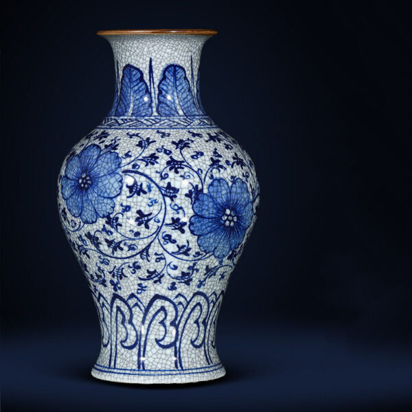 Porcelain antique blue and white porcelain vase flower arrangement living room porch TV cabinet new Chinese high-grade sense ornaments