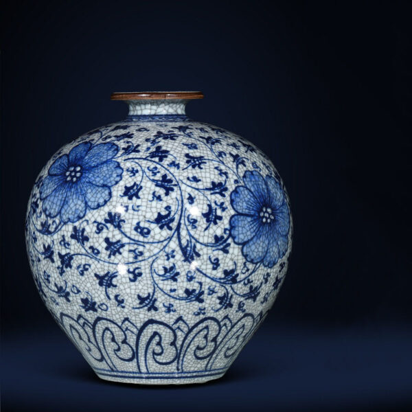 Porcelain antique blue and white porcelain vase flower arrangement living room porch TV cabinet new Chinese high-grade sense ornaments