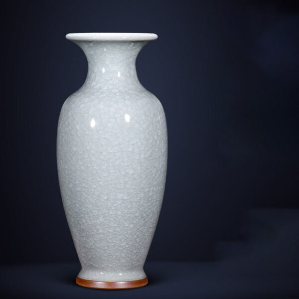SKU_06_仿大宋官窑观音瓶+送底座+证书 Jingdezhen porcelain antique Dasong official kiln celadon vase ornaments living room flower arrangement new Chinese retro decoration