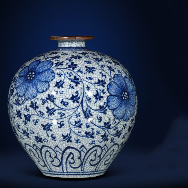 Porcelain antique blue and white porcelain vase flower arrangement living room porch TV cabinet new Chinese high-grade sense ornaments