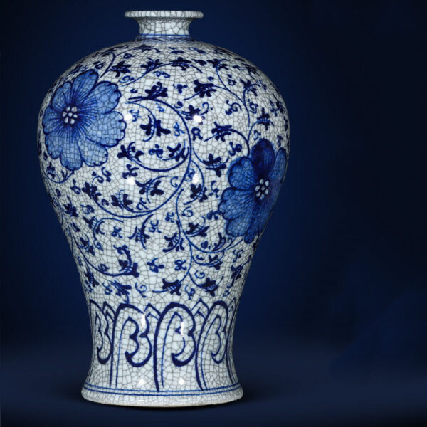 Porcelain antique blue and white porcelain vase flower arrangement living room porch TV cabinet new Chinese high-grade sense ornaments