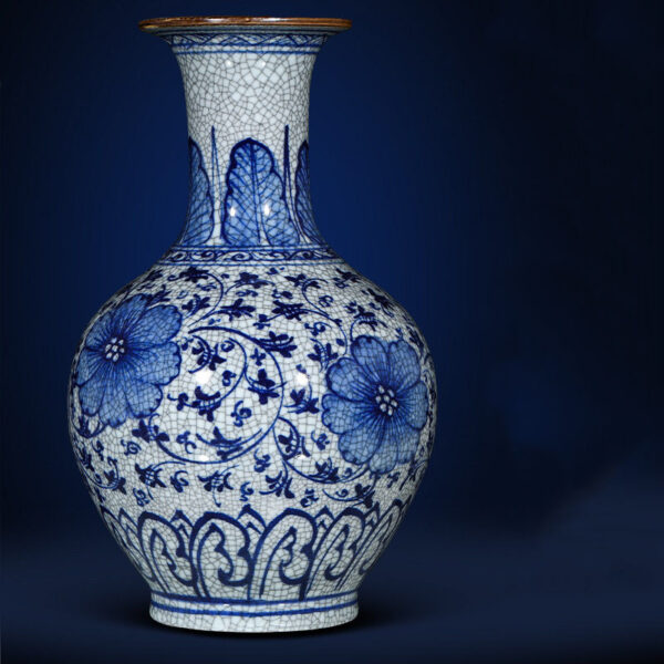 Porcelain antique blue and white porcelain vase flower arrangement living room porch TV cabinet new Chinese high-grade sense ornaments