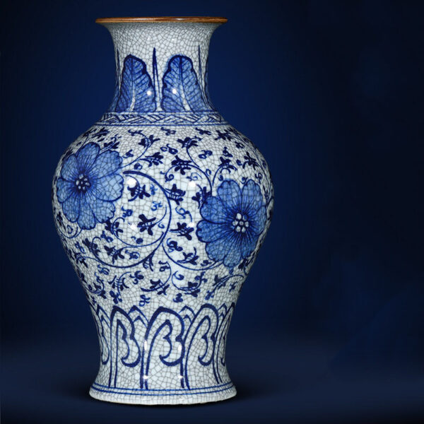 Porcelain antique blue and white porcelain vase flower arrangement living room porch TV cabinet new Chinese high-grade sense ornaments