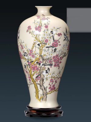 SKU_7_大号金色梅瓶+旋转底座 Ceramic vase flower arrangement modern home decoration crafts Chinese living room TV cabinet ornaments gifts