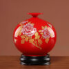 China red ceramic vase ornaments new Chinese home living room TV cabinet antique shelf decorations.